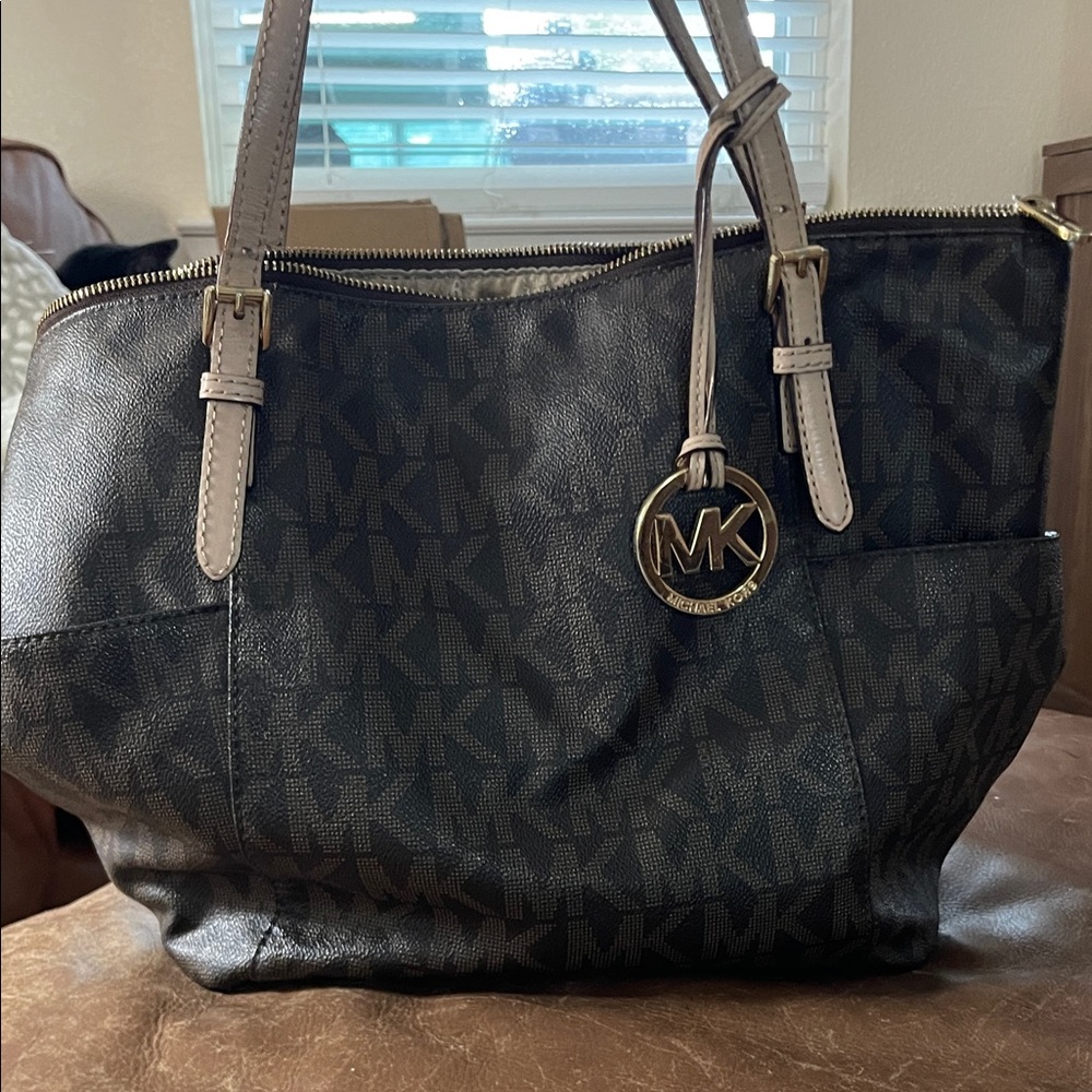 Michael Kors Black and Tan Signature Tote